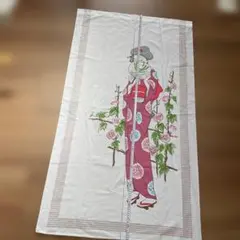 和風のれん 朝顔と女性 浴衣柄