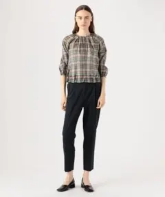 Tomorrowland シアーブレイドギャザーブラウス チェック柄