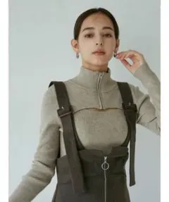 MURUA ハーフジップカットニット