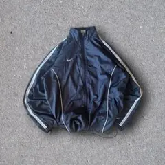 00s old NIKE 中綿入り ナイロンジャケット 刺繍 黒 ドローコード