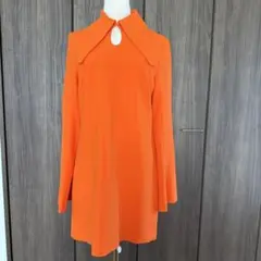 新品！ZARA！オレンジ色 長袖チュニック 大きな襟付き