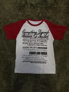 メッセージプリント ラグランTシャツ ホワイト/レッド