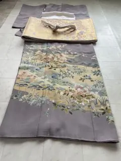 訪問着フルセット　付け下げ 灰紫 風景文様 身長143cm〜153cm対応のサムネイル