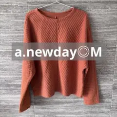 a.newday◎キルトカットソー　長袖ブラウン　レディース海外古着　M
