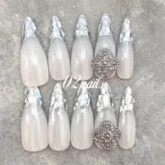 ガラスフレンチ フレンチガーリー ちゅるんネイル ネイルチップ ロングネイル