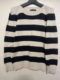 ボーダーニット セーター 長袖 ベージュ ブラック　同梱1500円