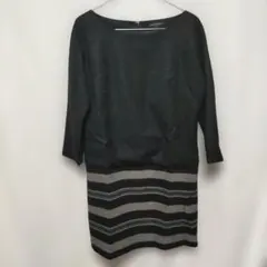 23区 ドッキングワンピースひざ丈 ウール 黒 38/M