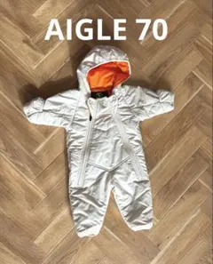 AIGLE ベビーアウター 70 ホワイト/オレンジ
