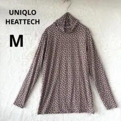 美品 UNIQLO ヒートテック M 変形ドット タートルネック 総柄
