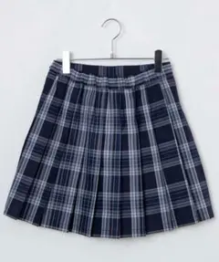 WEGOネイビーグレー チェック プリーツスカートネクタイ付き