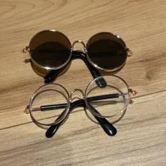 サングラスセット 黒 透明 ラウンド オーバル