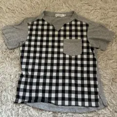 THE SHOP TK 130サイズ Tシャツ グレー/ブラックチェック