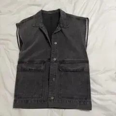 グレー デニム ノースリーブ ベスト オーバーサイズ