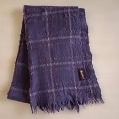 Borsalino　ボルサリーノ　紫 チェック柄 マフラー フリンジ付き