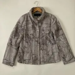 INTELLECTION デニム柄 パッチワーク風 転写プリント ジャケット