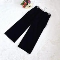 美品✨シャミーデポ（42）クロップド ワイドパンツ ブラック ストレッチ日本製