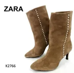ザラ　ショートブーツ　スタッズ　スエード　ポインテッドトゥ　24.5cm