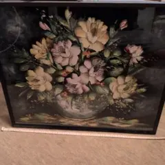 油彩画 花瓶の花 額装 1988年 油絵 インテリア アート 絵画 椿 - メルカリ