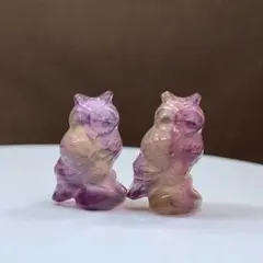 1.可愛いペア・小さいフローライトふくろう