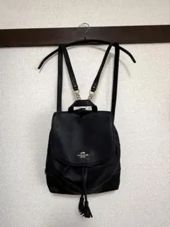 COACH 黒 レザー フラップリュック