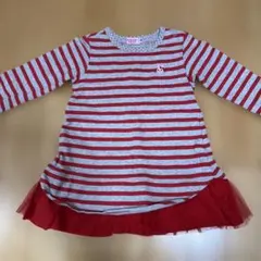 ミキハウス　ウサギ刺繍付きストライプワンピース 90cm