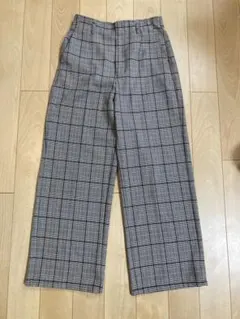GU チェックパンツ ワイドパンツ M グレンチェック レディース