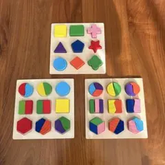 木製知育パズル 形状認識おもちゃ　3種セット