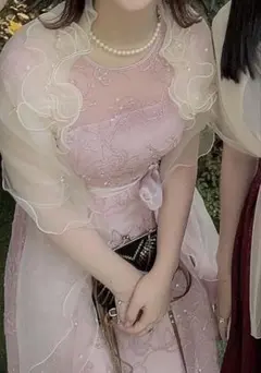 No16 大人可愛いモーヴピンク♡プリンセスフラワーガーランド - メルカリ