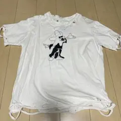ダメージ加工 ホワイト Tシャツ キャラクター テッペイフルヤマ