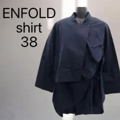 ENFOLD エンフォルド シャツ ブラウス ネイビー スリッドのサムネイル