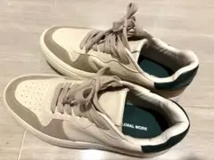 GLOBAL WORK スニーカー ベージュ×グリーン 厚底　Mサイズのサムネイル