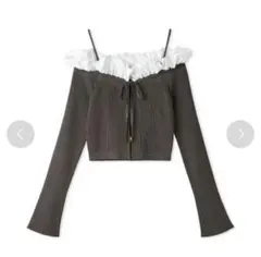 snidel スナイデル フリルオフショルプルオーバー グレー 公式