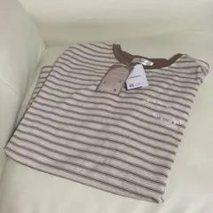 しまむら choco Tシャツ ロゴ ボーダー ベージュ タグ付き新品未使用☆