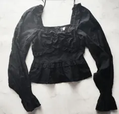H&M ブラック フリルブラウス XS