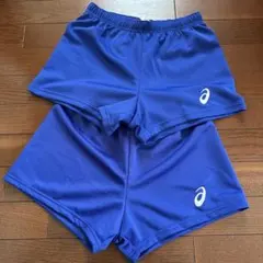 【美品】asics アシックス 青 ゲームパンツ ショートパンツ レディース L