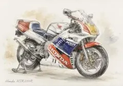 NSR250R ホンダ　水彩画　ハンドメイド　絵画　絵　バイク