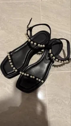 LE TALON 4cmパールプラットサンダル Mサイズ