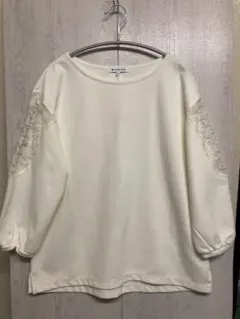 GLOBAL WORK アイボリー レーススリーブ Tシャツ M