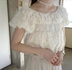 clane W FACE TOPSTITCHED FRILL TOPS サイズ2のサムネイル