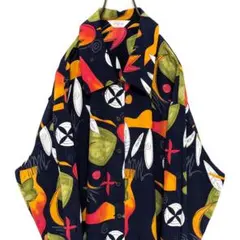 ポリシャツ 総柄 柄シャツ スカーフ柄 90’s 古着 レトロ ボタニカル 長袖