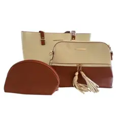 新品未使用✨️ レディース トートバッグ ポーチ 3点セット ホワイト ブラウン