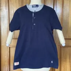 ポロラルフローレン ヘンリーネックTシャツ半袖 ネイビー グレー Mトップス