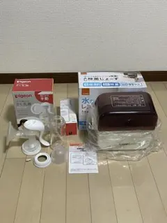 ピジョン搾乳機＋コンビ除菌ケース＋ガラス哺乳瓶240ml
