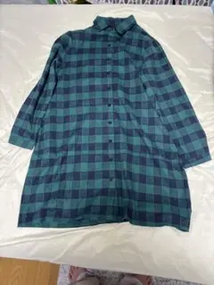 緑と紺のチェック柄 Lサイズ 長袖シャツ