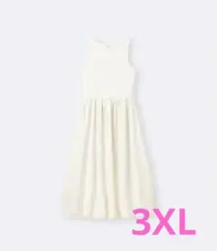 【GU】バブルヘムワンピース 3XL オフホワイト