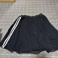 黒メッシュスカート 白ストライプ