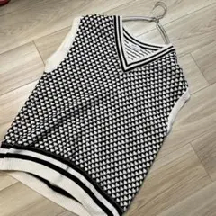 ニコアンド niko and... ☆洗える ニットベスト コットン 総柄