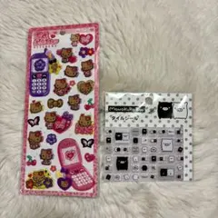 平成はっぴーフォン　ハローキティ　タイルシール　モノクロブー　セット　シール