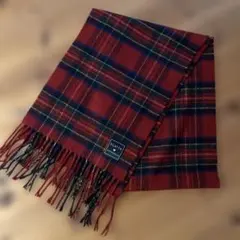 P.LATTE ピンクラテ　チェック柄マフラー レッド/ネイビー