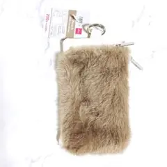 TGC 2025 秋冬 フェイクファー カラビナ付マルチポーチ ブラウン